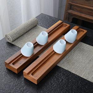 Walnut Storage Tea Cup Shelf Solid Wood Tea Ceremony Accessories Household Tea Set Kung Fu Drying Cup Draining Storage Accessories