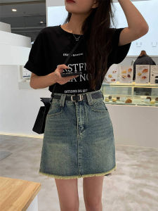 Váy Ngắn Denim Cạp Cao Cho Nữ Mùa Hè 2026 Váy Ngắn Chữ a Rộng Rãi Ôm Sát Thoải Mái Có Nút Có Túi Phong Cách Thường Ngày