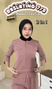 [RatuHijabCilacap] Baju OK Stretch Resleting Lengan 7/8 Slim fit Nakes Perawat One set Seragam Klinik Kesehatan