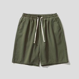 Khaki Short Pants Men Summer Thin Fashion Loose Pure Cotton Casual Straight Leg Thin Fashion Sports Five-Point Pants
