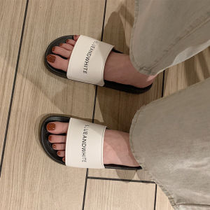 Summer Fashionable Womens Sandals Outdoor Wearable Slip-On Beach Anti-Slip Flat Heel PVC Bottom Plastic Upper Thong Slippers