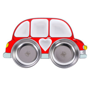 304 Stainless Steel Baby Plate Compartment Tray Drop-Resistant Household Bowl Kids Tableware Boys and Girls Kindergarten Meal Tray