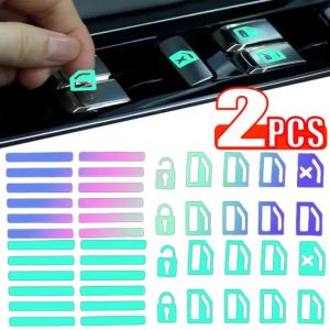 2Pcs Colorful Luminous Car Button Stickers Creative Window Lift Switch Night Fluorescent Decor Decal Auto Interior Accessories