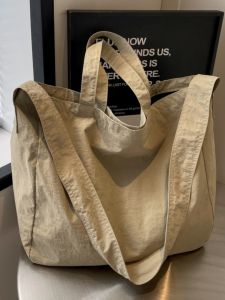 Large Capacity Canvas Tote Bag Womens Single Shoulder Slouchy Style Handbag Casual Crossbody Shopping Bag Korean Style