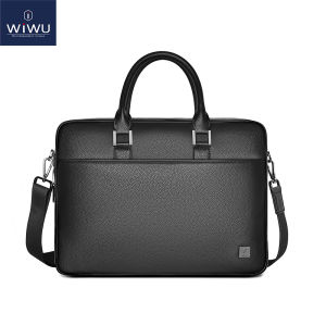 WIWU Fingerprint Lock Briefcase for Men Messenger Bag Leather Laptop Bag 16 inch Office Work Tote for Business Travel