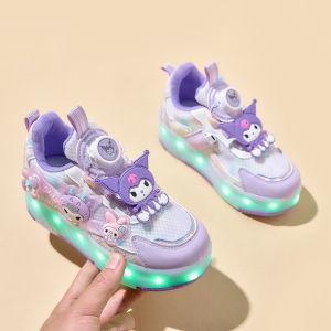KUOBURENSHENG | Cartoon Stylish Four-Wheel Mesh Breathable Rotating Buckle Charging Led Roller Skates with Protection