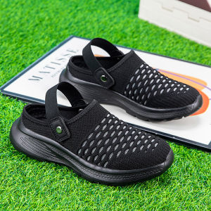 Elderly Mens Summer Slip-On Breathable Soft-Soled Anti-Slip Comfortable Casual Shoes Womens Sandals Dads Walking Shoes