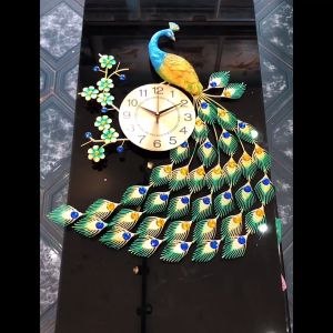 Đồng Hồ Treo Tường Con Chim Công Tài Lộc Chính Hãng D1 Home Kim Trôi Trang Trí Tường Decor Phòng Khách -CR