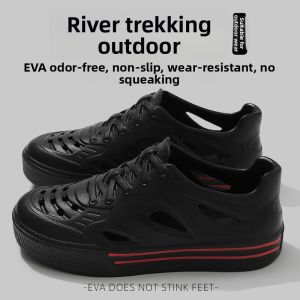 Hodo Mens Thick Bottom Sandals Breathable Outdoor Summer Anti-Odor Anti-Slip Driving Hole Hole Shoes Sporty Style EVA Material