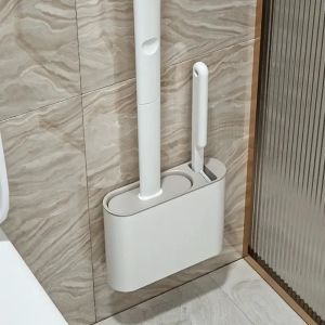 Wall Mounted Toilet Cleaning Brush Non Perforated Silicone Waterproof Quick Drying Soft Fur Bathroom Accessories Toilet Brush