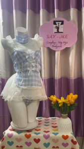 SM127 - Cosplay Phong Cách Công Chúa Nhẹ Nhàng Cosplay Hầu Gái Váy Xòe Ren Trắng Xanh Cosplay Nữ Bồi Bàn Dáng Corset Thanh Lịch Cosplay Nữ Phục Vụ Pastel Phong Cách Hàn