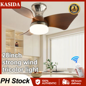 KASIDA NEW ceiling fan with light modern 28inch wood ceiling lights with fan and remote control small ceiling fan with led light tricolor dimming 6 speed wind ceiling fans for living room bedroom dinning garage