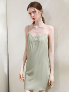 XEXZ | ชุดนอนแขนกุดปักลายเซ็กซี่ ผ้าฝ้ายผสมโพลีเอสเตอร์ ชุดนอนฤดูร้อน 2025 สำหรับผู้หญิงวัยรุ่น ชุดนอนลำลองในบ้าน