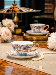 COMEPUSSI | Enamel Gift Box Coffee Cup Set Bone China