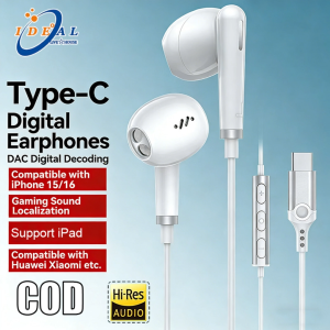Type-C Earphones Bass In Ear Hearphone Wired Headset With Mic Sport Stereo Headphone Headset For IPhone Samsung