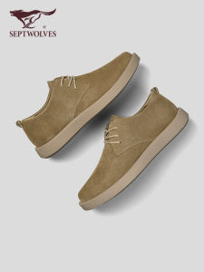 Septwolves Winter Mens Shoes Full Wrap Warm Driving Shoes New Style Casual Leather Shoes with Fleece Lining for Youth