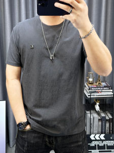 เสื้อยืดแขนสั้นผ้าฝ้ายลินินสำหรับผู้ชาย ฤดูร้อน 2025 ใหม่ ทรงเข้ารูป สีสันสดใส ระบายอากาศได้ดี แขนสั้น แฟชั่น