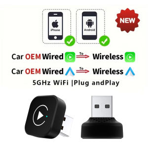 Mini Wireless 2 in1 Carplay Adapter for Android iPhone Auto Wired to Wireless AI Box USB Connection For Volvo MG Kia Chery Toyot