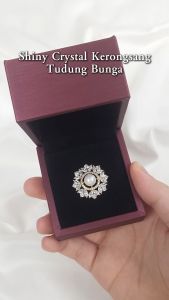 Sv Premium Shiny Crystal Kerongsang Tudung Bunga Mutiara Diamond Scarf Brooch Women Flower Pearl High Quality Hijab Pin