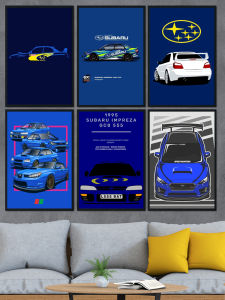 Subaru Impreza Cartoon Poster Car Racing Wallpaper JDM Style Wall Art Auto Repair Shop Studio Decor Modern Minimalist Design