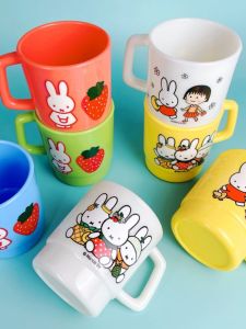 Cute Rabbit Milk Cup Water Cup Anti-Fall Cartoon Handle Children Baby Toothbrushing Mouthwashing Cup Durable Kids Drinkware