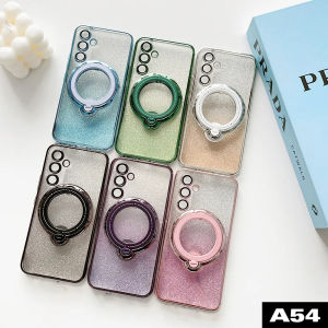 Samsung S23 FE 2023 สีใสส่องแสงเป็นประกายวิบวับสำหรับผู้หญิง Galaxy S23FE S 23S S23 FE S23 Plus อัลตร้า 4G 5G 2023ชุบกระดาษติดขัดขาตั้งแบบอ่อนฝาหลังเคสนิ่มใส่โทรศัพท์