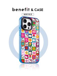 Benefit Cute KT Cat Floral Magnetic Phone Case for iPhone 16 pro Max Apple 15 pro Crystal Shield Anti-Fall 14 Set 12 Iceberg Pattern