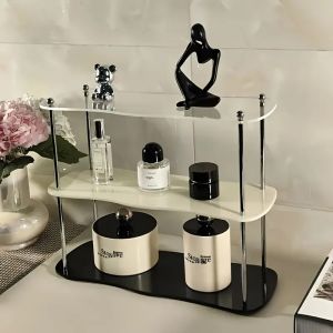 Removable Acrylic Tabletop Rack- Stylish Modern Design for Organizing Cup and Perfumes Makeup Display Stand Desktop Organizer