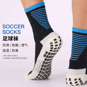 New Soccer Socks Breathable Sweat Absorbent Anti-Slip Wear Resistant Combed Cotton Shock Absorbing Gel Mid-Calf Mens Socks