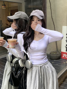 Early Autumn Sweet Spicy Y2K Jazz Dance Top Kpop Womens Group Jazz Dancing Slim Fit Long Sleeve T-shirt Street Style Pure Color