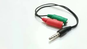 Kabel Splitter Jack Mini Aux Male 3.5mm to 2 Soket Mini Female Mic 35mm 35 3.5 mm plus Speaker Audio