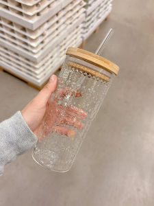 แก้วดื่มน้ำรูปทรงดอกไม้ขนาดใหญ่แบบมีฝาปิดทำจากแก้ว Borosilicate ทนความร้อน สไตล์เรียบง่าย INS ของจีนแผ่นดินใหญ่