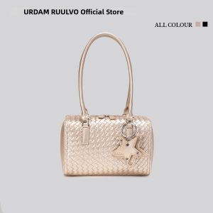 URCDN RDALVO | Champagne Color Weave Tote Bag Large Capacity Commuter Use