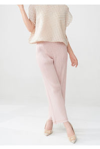 Sunya1. Womens Pants Casual Pants High-End Wrinkle Pants Elastic Waist Loose Slimming Solid Color Versatile Miyake Straight-leg pants #25218zsj-Z4091