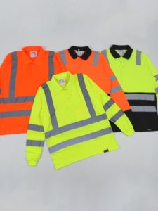 Export Outdoor Lapel Polo Shirt Long Sleeves Spring and Summer Mesh Breathable and Loose Reflective Protective Clothing Quick-Drying T-shirt Tops