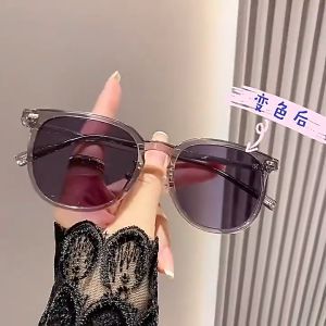 Kacamata Anti Radiasi Photochromic gaya retro seni Kacamata setengah bingkai Pria Wanita