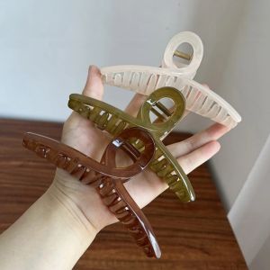 13CM Large Size Women Elegant Translucent Cross Geometric Hair Claws Lady Sweet Hair Holder Hair Clip Fashion Hair Accessories