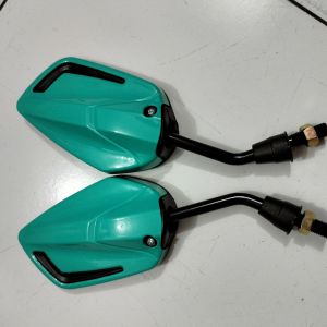 Kaca Spion Model TECHNO Warna Kaca Besar Putih Gagang Tanggung Universal Sepeda Motor Honda & Yamaha