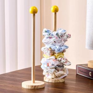 Wooden Display Stand Hair Accessories Organizer Shark Clamp Hair Ties Storage Rack Korean Style Desktop Jewelry Box
