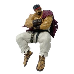 Bandai | 14cm/5.51in Street Fighter  Anime Game Figure Ryu Chun-Li  Action Figure Sitting Posture Figurine Decor PVC Collection Model Toy