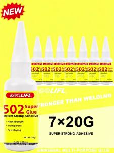 LOOLIFL | L00LIFL1-7-piece set of 502 super glue 20 grams instant-drying strong adhesive epoxy acrylic fast drying higher strength than welding universal type suitable for plastic metal rubber wood and ceramic DIY rep