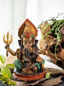 Copper Elephant Trunk God Statue Decoration Ganesha Sculpture Feng Shui Ornament Home Office Decoration Car Ornament
