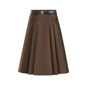 MEITESIJIAONU | Slimming High-Waist Skirt Mid-Length Pleated A-Line Skirt