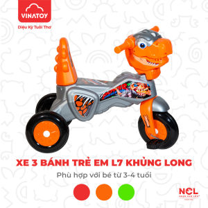 Xe 3 Bánh Nhựa Chợ Lớn L7 hình Khủng Long Mạnh Mẽ Tải Trọng Cao Bền Chất lượng - Dành cho bé từ 2 tuổi