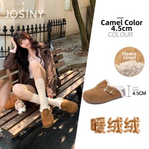 Josiny | Birkenstock Style Slip Ons Furry Lined Winter Shoes Thick Soles