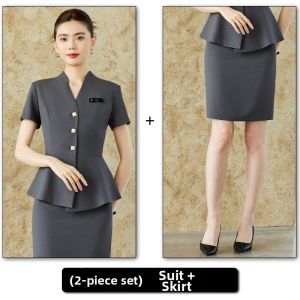 STARMAGNOLIA | Gray V-Neck Fitted Womens Suit