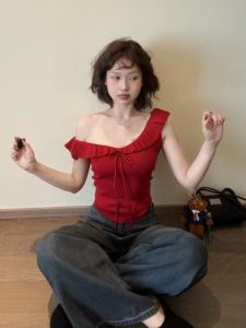 LIHONGYI | Off Shoulder Ruffled Fitted Tank