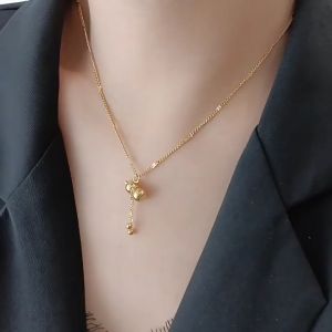 24K Saudi Gold Pendant Necklace Nasasangla Pawnable 100% Original Lucky Gourd Tassel Charm for Women Gift Elegant Jewelry Hypoallergenic Non Tarnish – Philippines Hot Sale