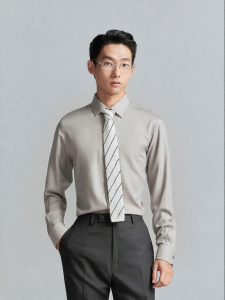 Machine Washable Men Business Dress Long Sleeve Shirt