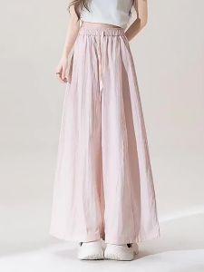 Nurture One | Quần Culottes Phong Cách Dễ Dàng Điều Chỉnh Thắt Lưng Màu Hồng Mỏng Rộng Thoáng Khí
